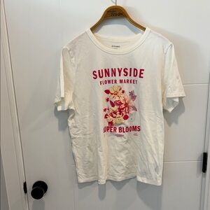 Old Navy Cream Floral Graphic Tee size large NWT